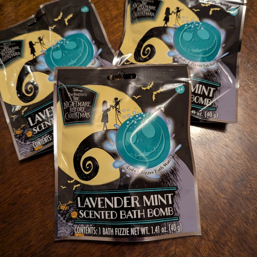 New! Disney's Nightmare Before Christmas Lavender Mint Bath Bomb - 3 Packs
